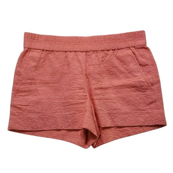 J. Crew Womens Shorts 00 Textured Coral Cotton Elastic Waist Pockets - Picture 1 of 7